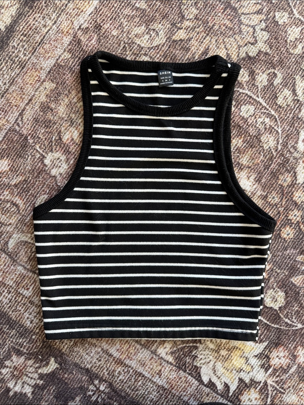 Black & White Striped Ribbed Crop Tank